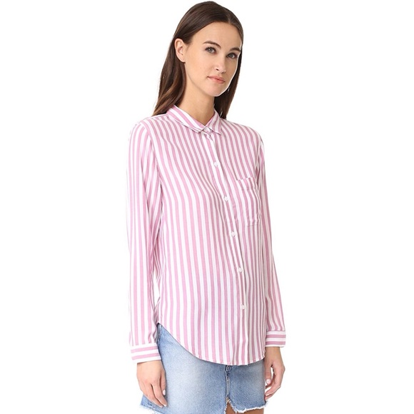 Rails Pink and White Striped Button Down Shirt - Picture 2 of 7